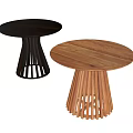 Round Wooden Dining Tables With Light And Dark Striped Base Designs 3d model