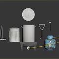 Practical Kitchen Supplies Featuring Stainless Steel Steamer Blue Gas Cylinder Metal Strainer And Stand