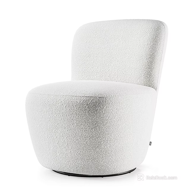 White Plush Single Sofa with Modern Minimalist Design for Living Room 3d model 