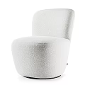 White Plush Single Sofa with Modern Minimalist Design for Living Room