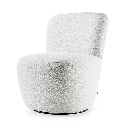 White Plush Single Sofa with Modern Minimalist Design for Living Room 3d model