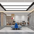 Modern Bank Lobby Interior Design With Seating Area Service Desks And Glass Partitions