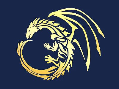 Golden Dragon Carving Design On Dark Blue Background With Intricate Patterns 3d model