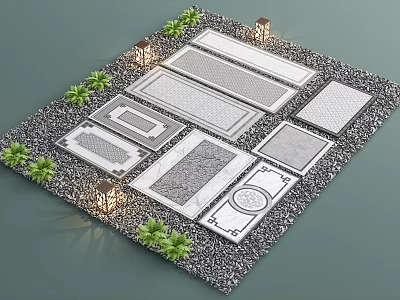 New Chinese Style Paving Garden Paving Floor Paving Setches Landscape Square Paving Courtyard Paving Courtyard Tiles 3d model