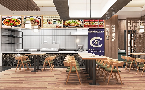 Modern Fast Food Restaurant Fast Food Restaurant Dining Table and Chair Small Catering Card Seat Cashier Restaurant 3d model