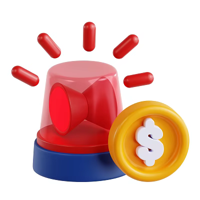 Red Yellow Decorative Ornament Set With Siren Light Small Red Cylinders And Dollar Coin 3d model