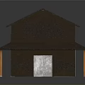 Barn Style Building with Blue Metal Roof Wooden Siding and Roll Up Door Overhang