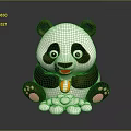 Cute Cartoon Panda Game Movie Character Sitting With Orange Object And White Balls
