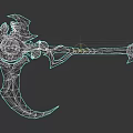Dark Gothic Scythe Weapon With Black Red Intricate Design And Sharp Blade Details