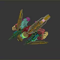 Futuristic Mechanical Spaceship Model With Blue Glowing Core And Sharp Metal Wings