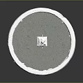 White Stone Fountain Structure With Circular Base Central Column And Sand Area