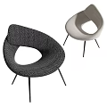 Modern Lounge Chairs With Curved Herringbone Texture Dual Tone Design And Slim Metal Legs