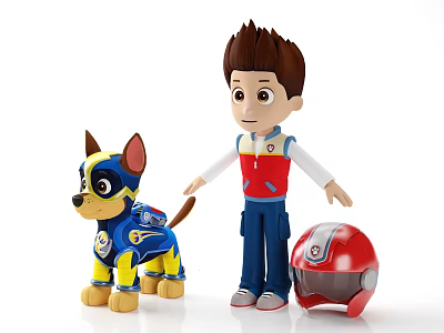PAW Patrol Main Character Ryder And Armored Pup With Helmet 3d model