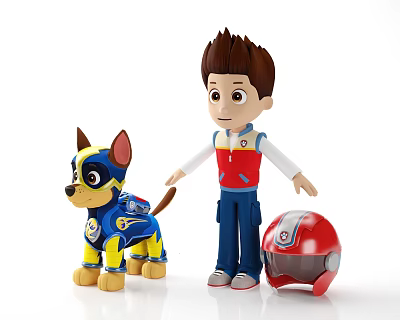 PAW Patrol Main Character Ryder And Armored Pup With Helmet 3d model
