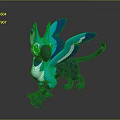 Cartoon Fantasy Character Featuring Blue Winged Spotted Cat Like Creature