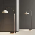 Modern Arched Floor Lamp With White Lampshade And Metal Base In Minimalist Interior