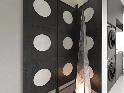 Modern Wall Decor With Black And White Circular Patterns 3d model