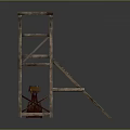 Wooden Support Structure With Ladder And Double Platforms Sturdy Design 3d model