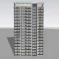 Modern High Rise Residential Building With Multiple Units And Large Windows 3d model