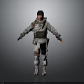 Tactical Military Soldier in Blood Stained Uniform With Vest Hat and Full Gear Standing Pose