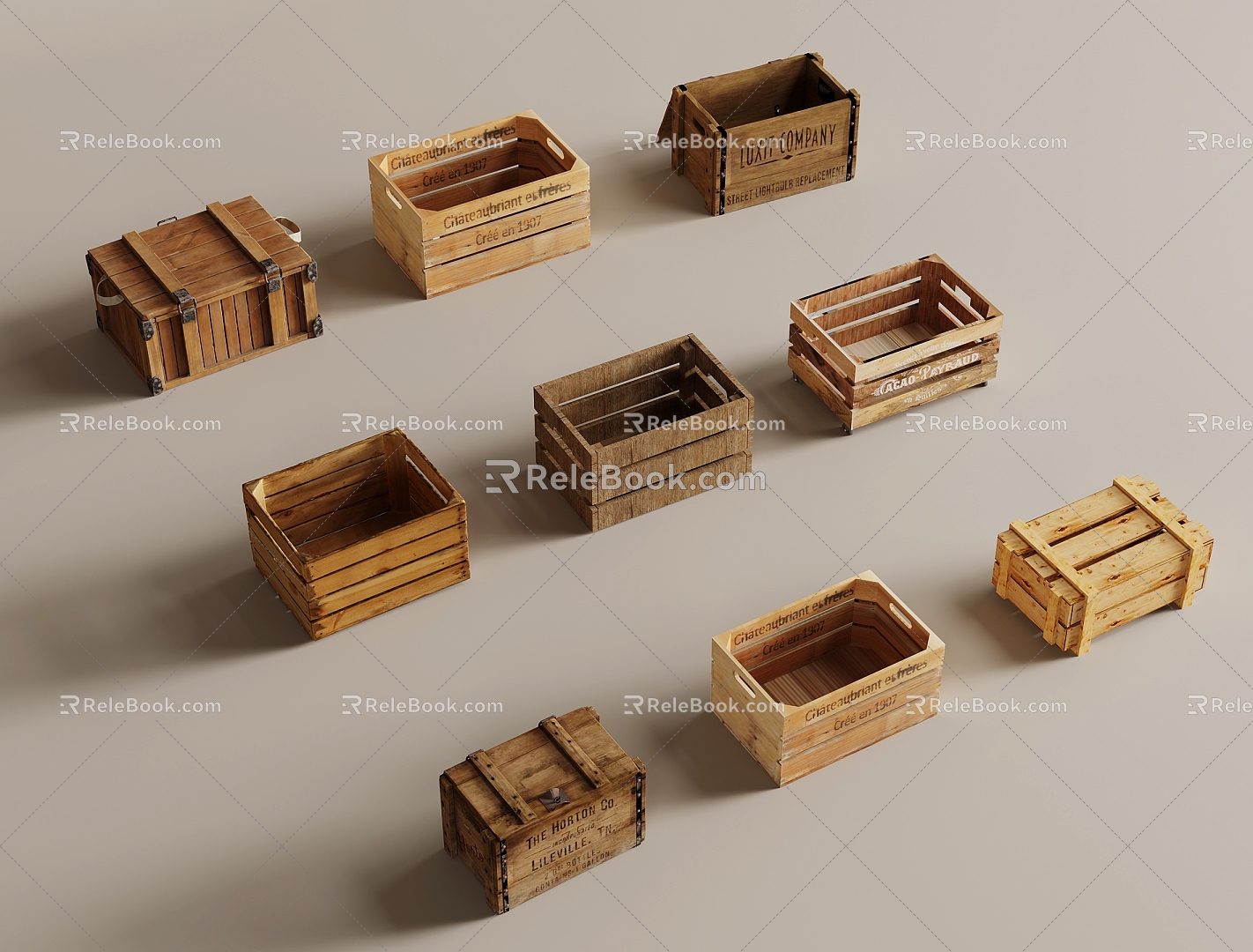 Modern Wooden Box Storage Box Toolbox Package Box Beer Box 3d model