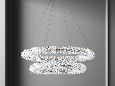 Elegant Modern Crystal Double Ring Chandelier Design for Hanging Lighting 3d model