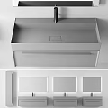 Modern Rectangular Bathroom Sink With Faucet And Three Below Storage Panels 3d model