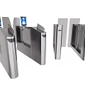 Public Facilities Modern Silver Metal Turnstiles With Blue Screens For Access Control
