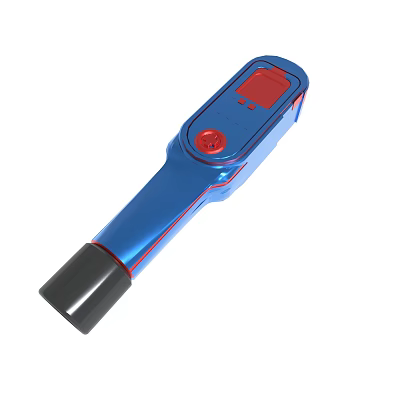 Blue Handheld Device With Red Button And Digital Display Screen 3d model