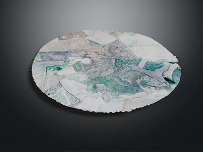 Modern Abstract Oval Wall Decor With Green Gray White Paper Art Design 3d model