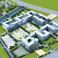 Modern Office Building Complex With Green Spaces Water Features And Well Planned Layout 3d model