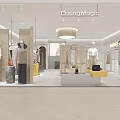 Modern Clothing Store Interior Design With Stylish Mannequins Clothing Displays And Decorative Plants