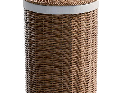 Brown Wicker Urinal With White Rim And Cylindrical Shape Design 3d model