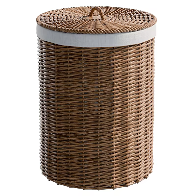 Brown Wicker Urinal With White Rim And Cylindrical Shape Design 3d model