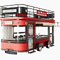 Red Double Decker Bus Style Functional Vehicle With Mobile Cafe And Open Window 3d model