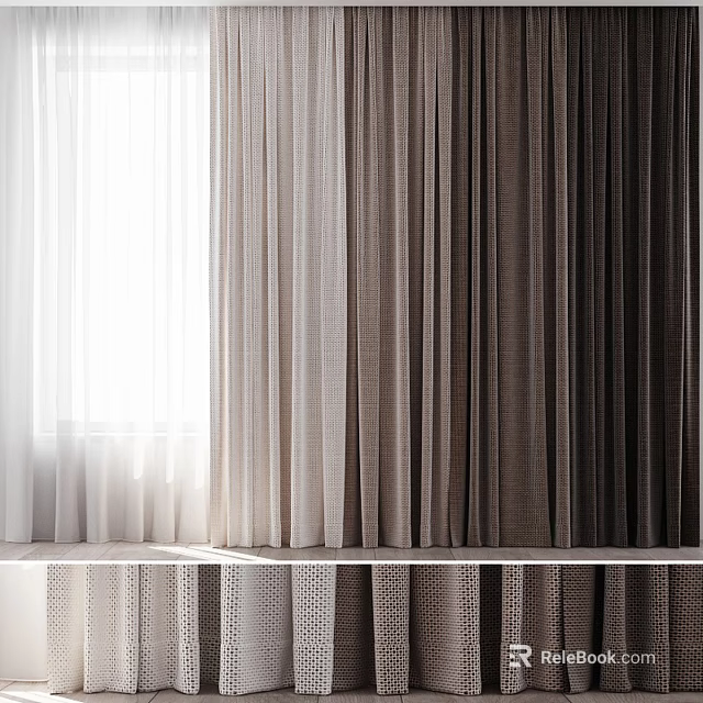 Light Filtering And Opaque Curtains In Gradient Colors 3d model