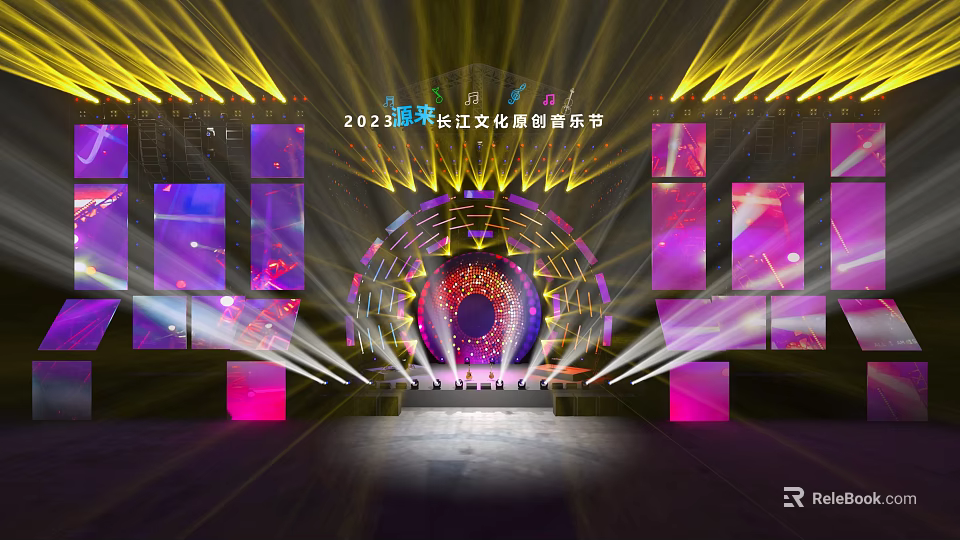 2023 Xinjiang Cultural Tourism Music Festival Stage With Colorful Lights And Screens 3d model 