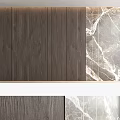 Elegant Modern Background Wall With Wooden Panels And Marble Texture Design 3d model