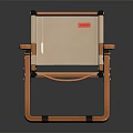 Modern Folding Leisure Chair With Wooden Frame Beige Fabric Seat And Armrests