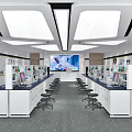 Modern Laboratory Interior With Workstations Computers Stools And Overhead Lighting