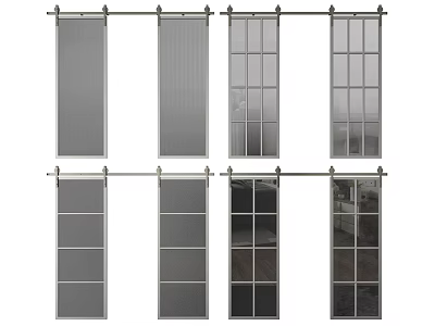 Modern Sliding Doors With Different Glass Patterns And Stylish Frames For Home Interior Design 3d model