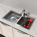 Stainless Steel Kitchen Sink Double Bowl Design With Faucet And Drainer