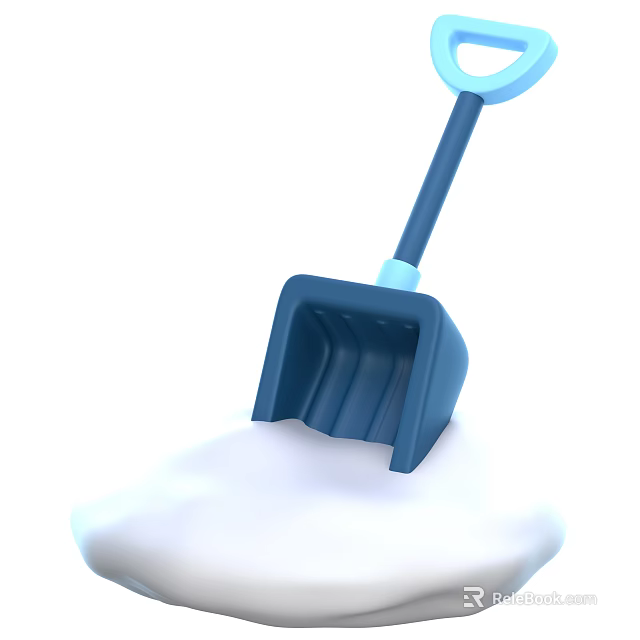 Decorative Ornament Set With Blue Shovel Inserted In White Snow Like Material 3d model 