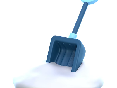 Decorative Ornament Set With Blue Shovel Inserted In White Snow Like Material 3d model