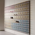 Modern Wall Mounted Shelving Unit With Colorful Layered Compartments For Storage And Display In Room