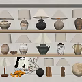 Quiet Ancient Table Lamp Pottery Pot Ceramic Utensils Moon Lamp Ornaments 3d model