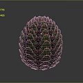 Biological Inspired Pinecone Sculpture With Iridescent Scales And Metallic Green Finish