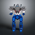 Game Movie Character Gray Upper Body Blue Legs Detailed Mech Robot With Armor Design