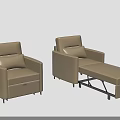 Modern Beige Sofa Set With Single Armchair And Ottoman Storage Drawers