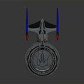 Futuristic Sci-Fi Starship Model With Circular Disc Section Side Wings And Colored Lighting 3d model